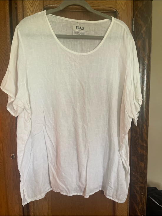 Flax Tops - Flax White Linen Scoop-Neck Tunic Top